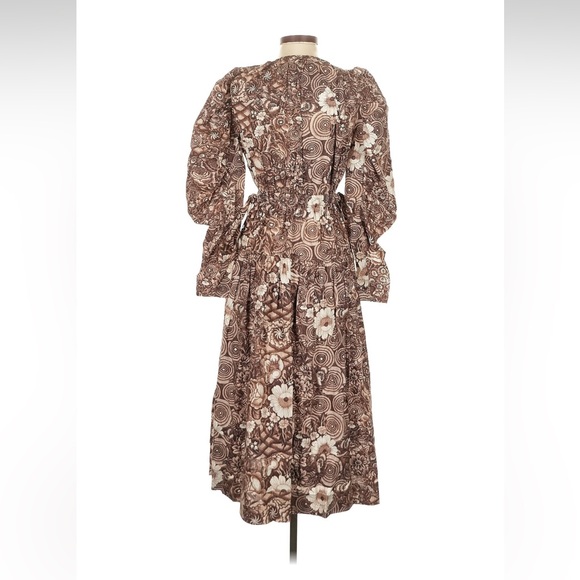 Ulla Johnson Althea Brown Floral Long Sleeve Dress Size 0 - Picture 3 of 4